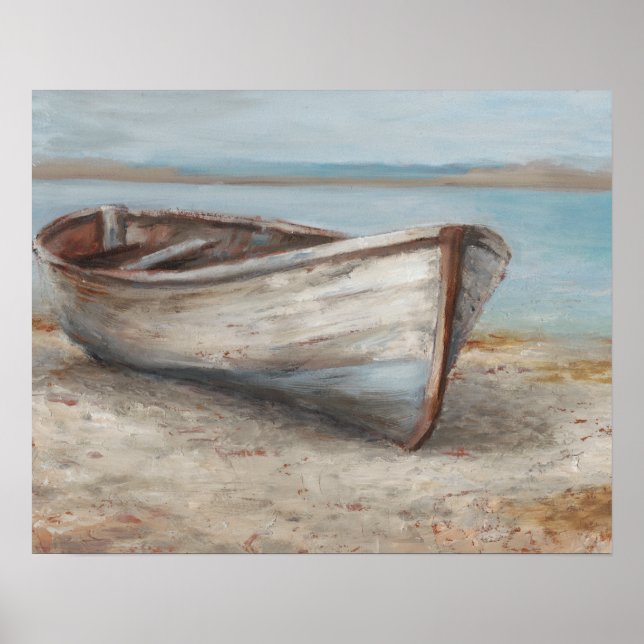 Whitewashed Boat on the Shore Poster (Front)