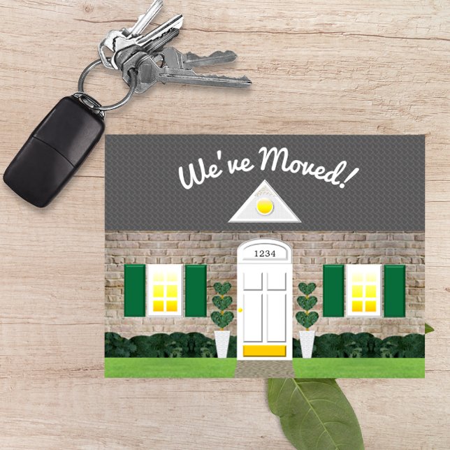 Whitewashed Brick House Facade New Address Announcement Postcard (Creator Uploaded)