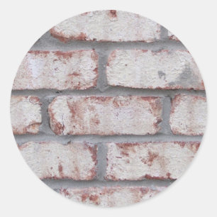 Whitewashed Brick Wall Classic Round Sticker