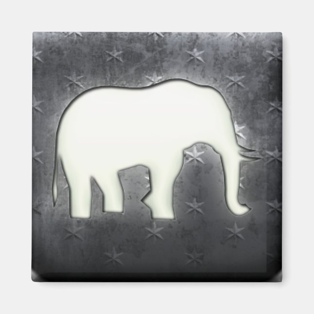 Whitewashed Elephant Magnet (Front)