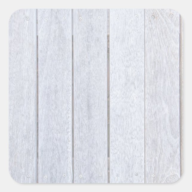 Whitewashed Old Weathered Wood Background Wooden Square Sticker (Front)