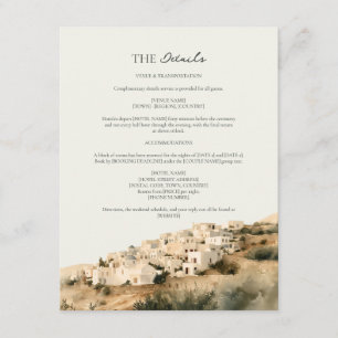 Whitewashed Village Santorini Wedding Details Enclosure Card