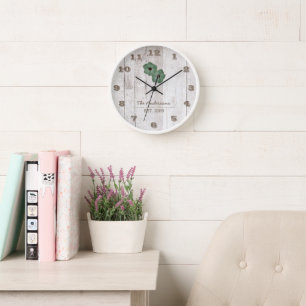 Whitewashed Wood Shabby Chic Personalised Clock