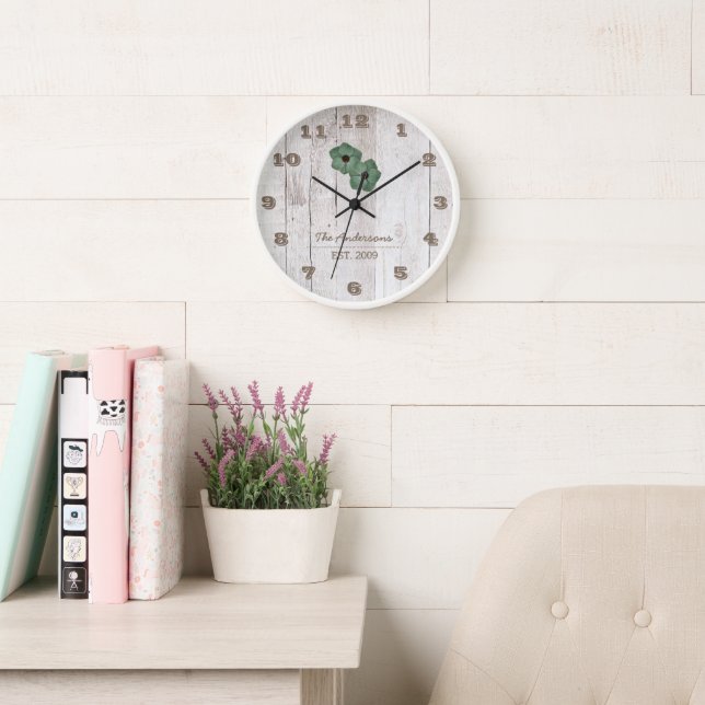 Whitewashed Wood Shabby Chic Personalised Clock (Reading Room)