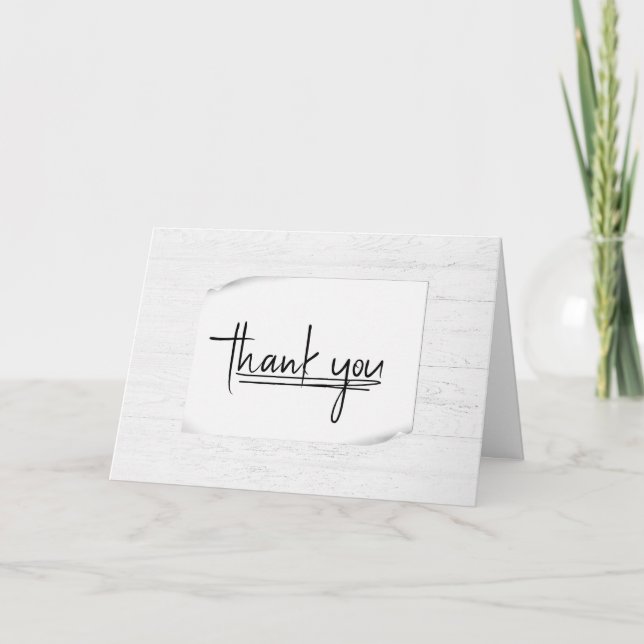 Whitewashed Wood Thank You Card (Front)