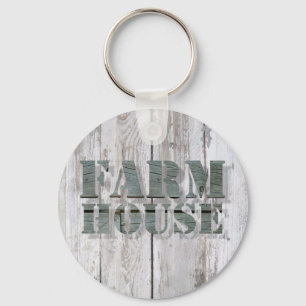 whitewashed wood western country farmhouse key ring