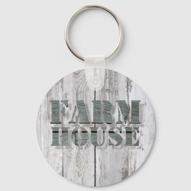 whitewashed wood western country farmhouse key ring (Front)