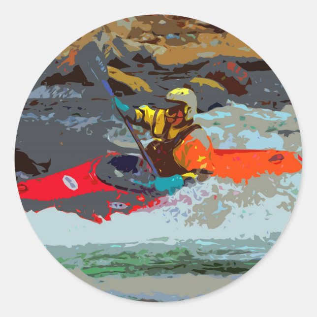 Whitewater Kayaking Classic Round Sticker (Front)
