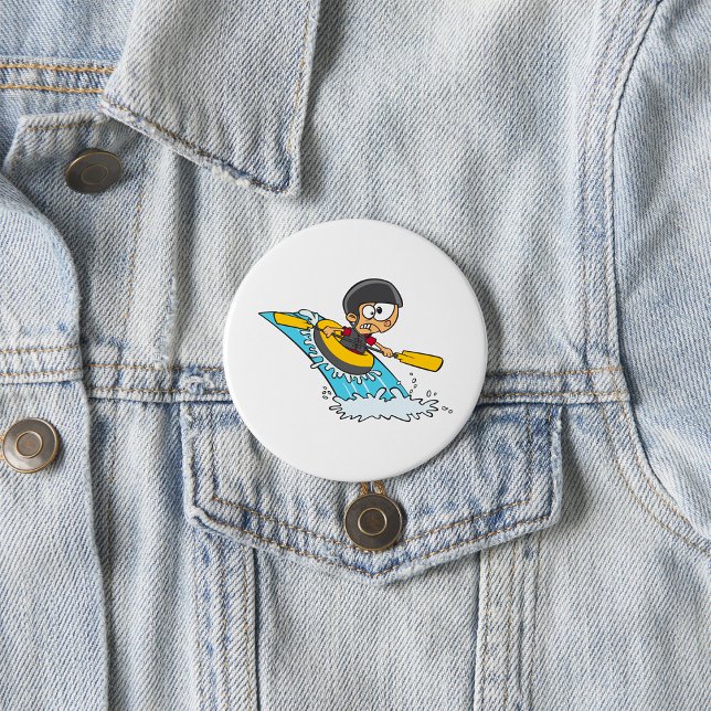 Whitewater Rafting Adventure with Scared Boy  7.5 Cm Round Badge (Creator Uploaded)