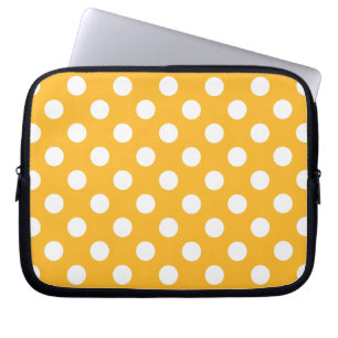 Whitle polka dots on yellow laptop sleeve