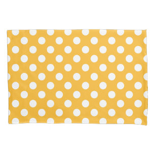 Whitle polka dots on yellow pillowcase