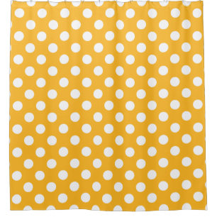 Whitle polka dots on yellow shower curtain