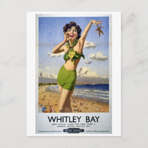 Whitley Bay, Vintage Travel Poster Postcard