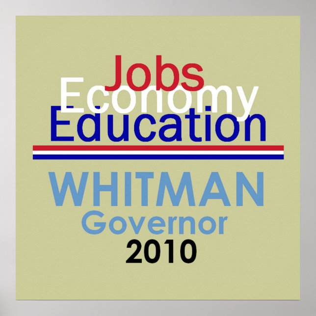 WHITMAN Governor POSTER Print (Front)