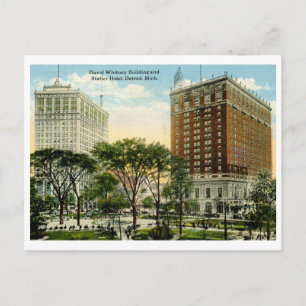 Whitney Building, Statler Hotel, Detroit 1920 Vint Postcard