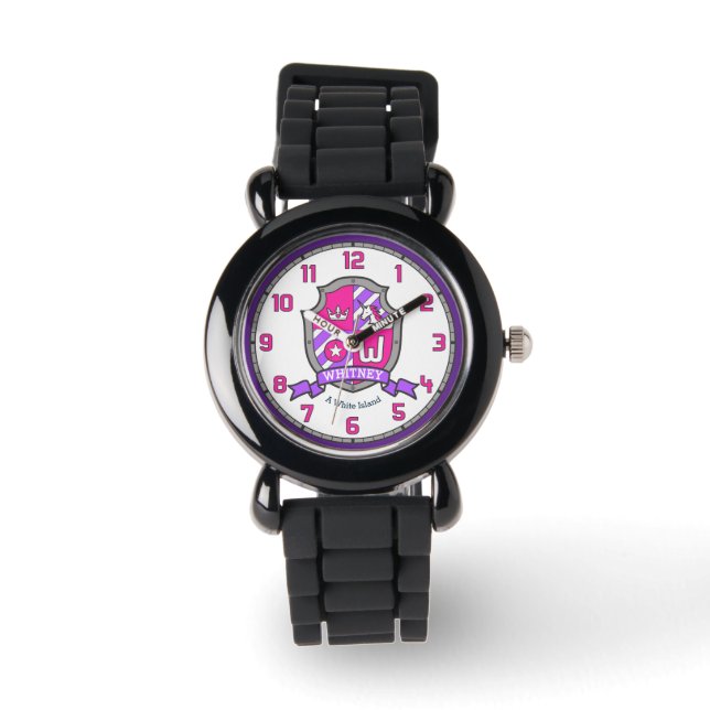 Whitney girls name meaning letter W unicorn pink Watch (Front)