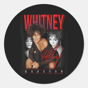 Whitney Houston Retro Photo Collage  Classic Round Sticker