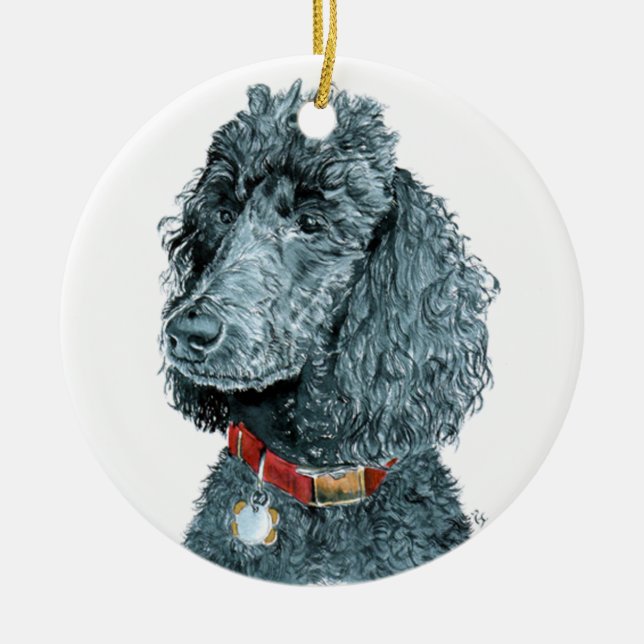 Whitney the Poodle Ceramic Tree Decoration (Front)