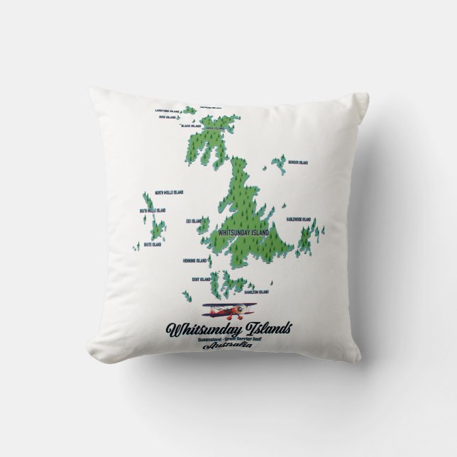 Whitsunday Islands Australia map poster Cushion (Front)