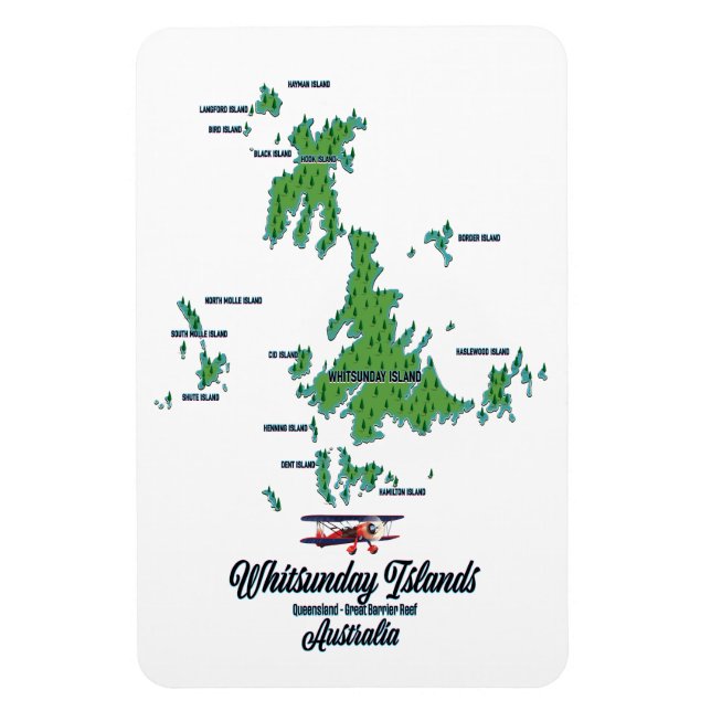 Whitsunday Islands Australia map poster Magnet (Vertical)