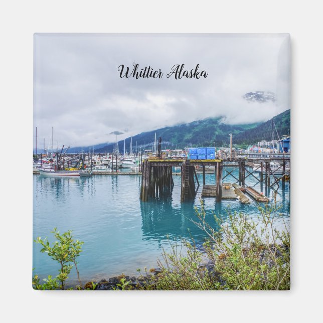 Whittier Alaska Harbour Square Magnet (Front)