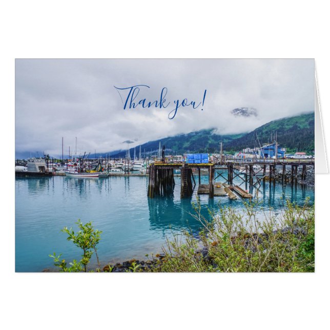 Whittier Alaska Harbour Thank you Greeting Card (Front Horizontal)