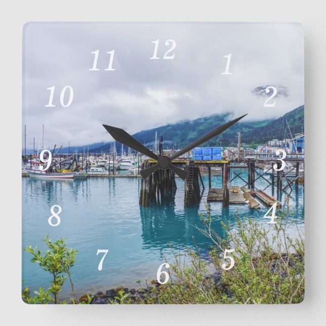 Whittier Alaska Harbour Wall Clock (Front)