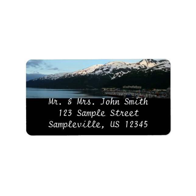 Whittier at Dusk Scenic Alaska Photography Label (Front)