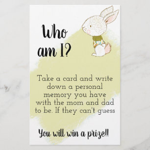 Who Am I? Baby Shower Game Sign Printable Flyer