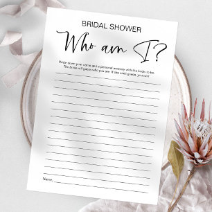 Who Am I Bridal Shower Game Invitation