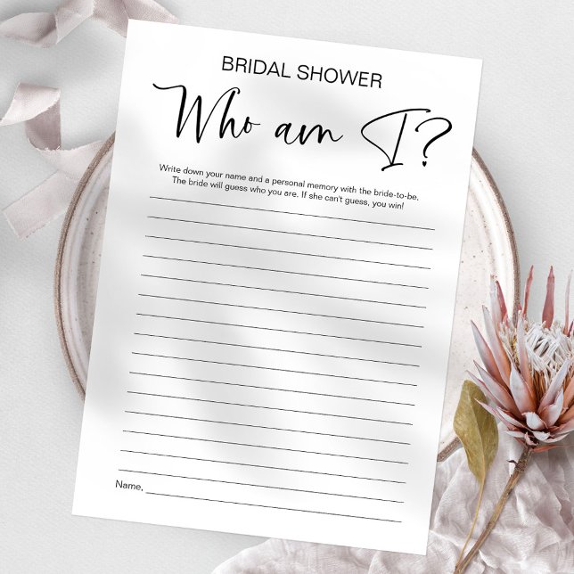 Who Am I Bridal Shower Game Invitation (Creator Uploaded)