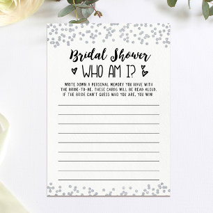 Who am I Bridal Shower or Hen Party game Card