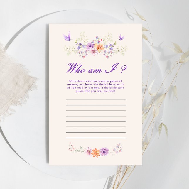 Who Am I Purple Butterfly Bridal Shower Game (Creator Uploaded)