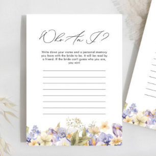 Who Am I Purple Floral Bridal Shower Game