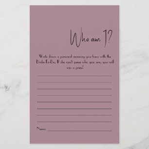 Who Am I? Shower Game Flyer