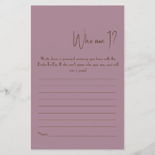 Who Am I? Shower Game Flyer