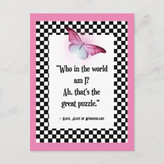 Who Am I? Wonderland Alice Quote Postcard