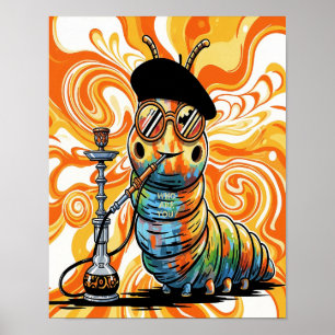 Who Are You? Caterpillar With Hookah Poster