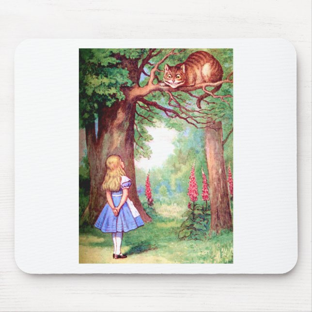 "WHO ARE YOU?" THE CHESHIRE CAT ASKS ALICE. MOUSE PAD (Front)