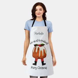WHO ATE ALL THE PUDDING Christmas Apron