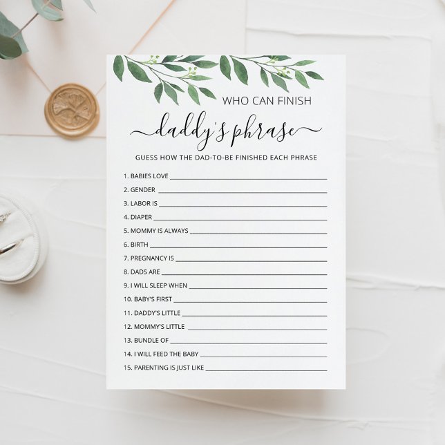 Who can finish Daddy's phrase Baby Shower Card (Creator Uploaded)