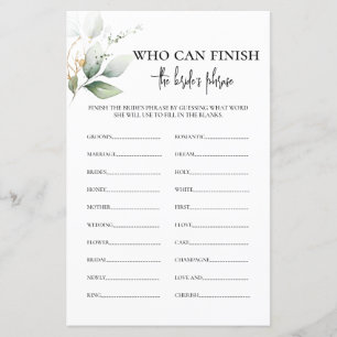Who Can Finish the Bride's Phrase Bridal Game