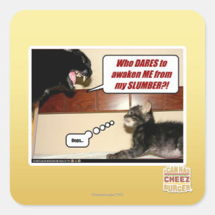 Who dares awaken me? square sticker