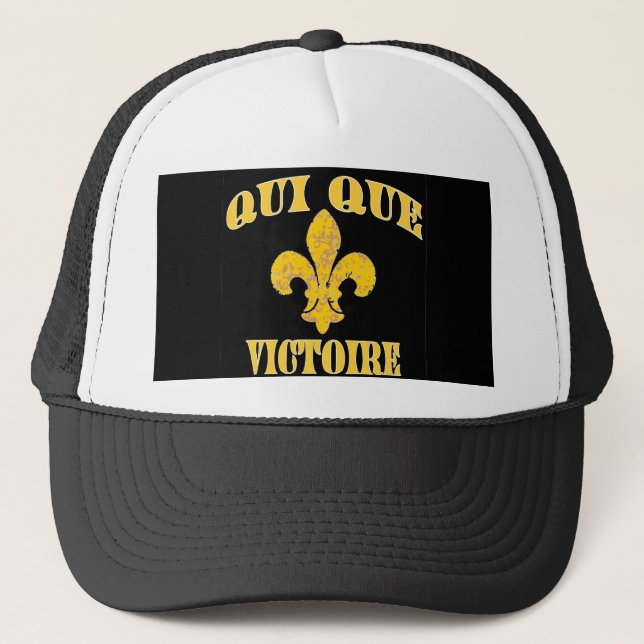 Who Dat French and Victory Trucker Hat (Front)