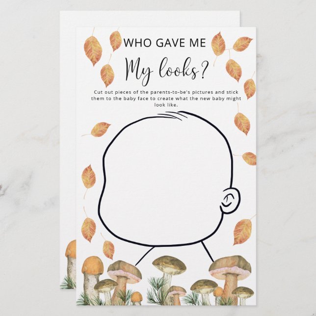 Who gave me my looks baby shower game (Front/Back)
