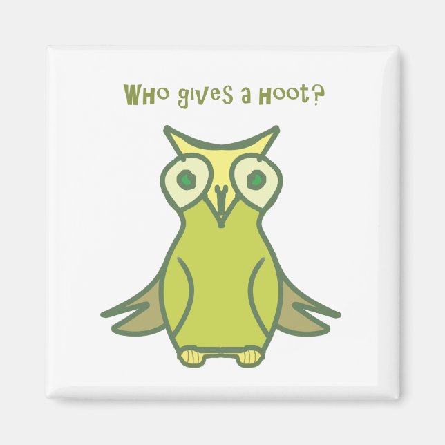 Who gives a hoot 2 Inch Square Magnet (Front)