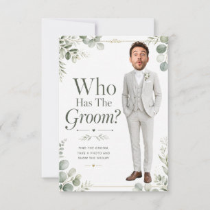 Who Has The Groom Bridal Shower Eucalyptus Wedding Thank You Card