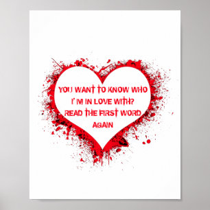 Who I'm in love with, funny text in red heart  Poster
