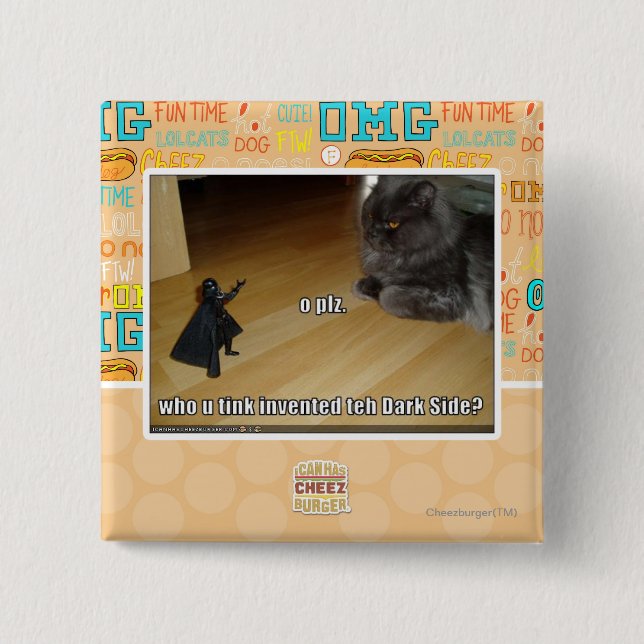 Who invented the dark side? 15 cm square badge (Front)