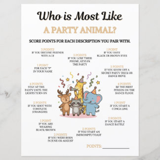 Who Is Most Like A Party Animal Game